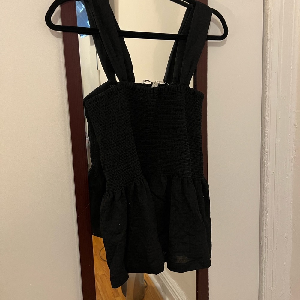 Madewell Texture and thread black peplum top